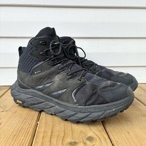 Hoka One One Anacapa Mid GTX GoreTex Vibram Black Hiking Shoes Boots Mens 11.5